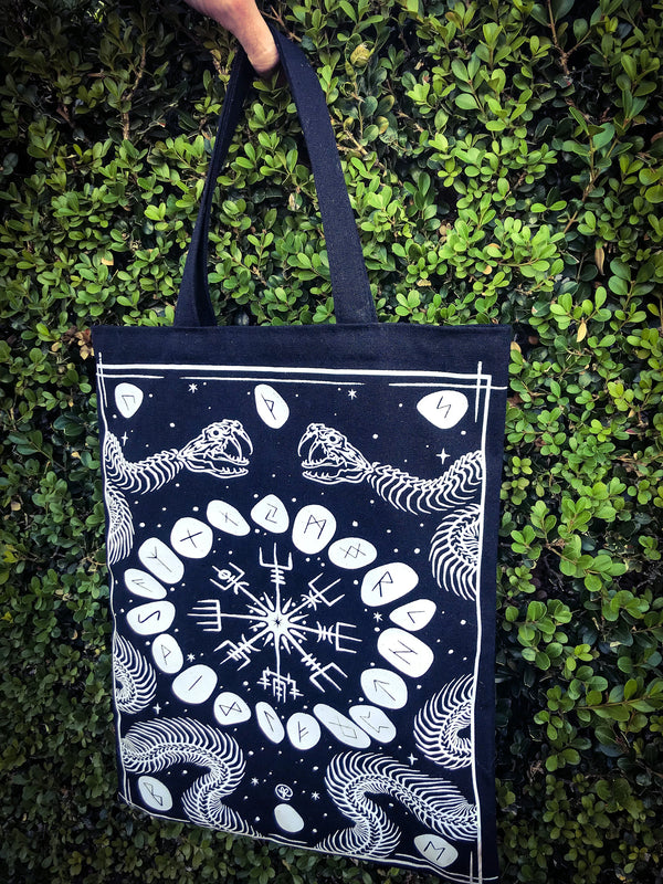 Snake Skeleton Tote Bag